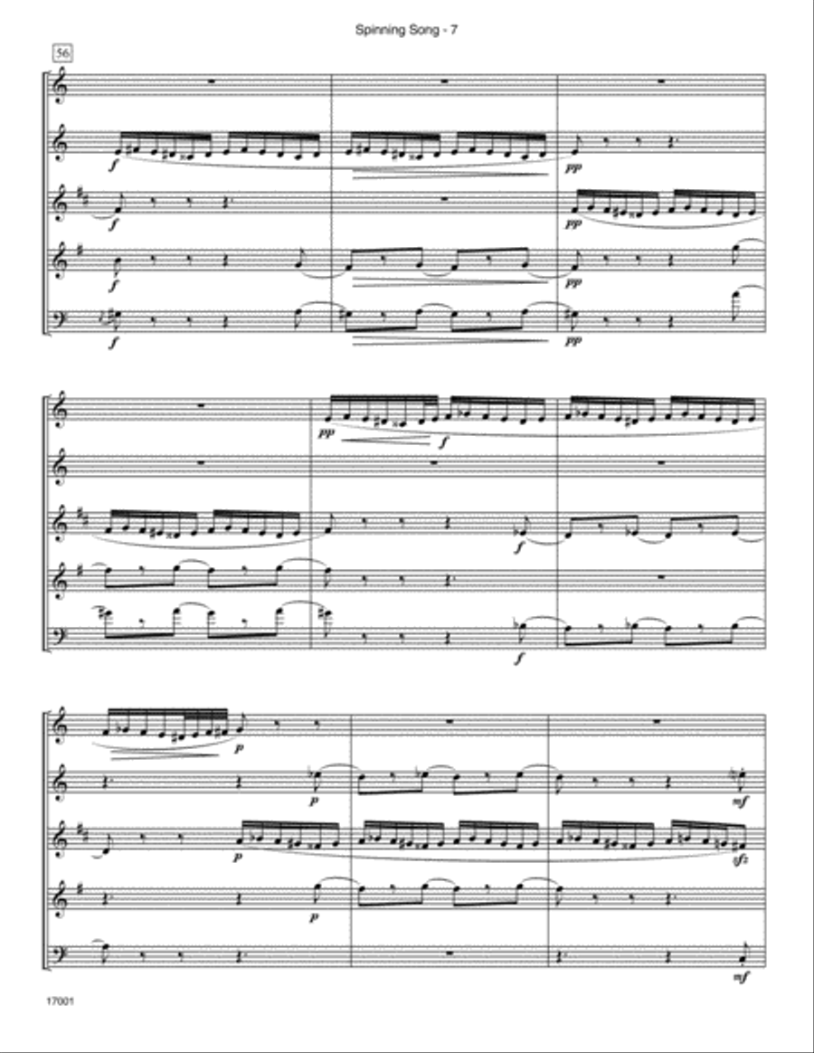 Spinning Song (from Song Without Words, Op. 67, No. 4) Woodwind Quintet scores gallery preview page 8