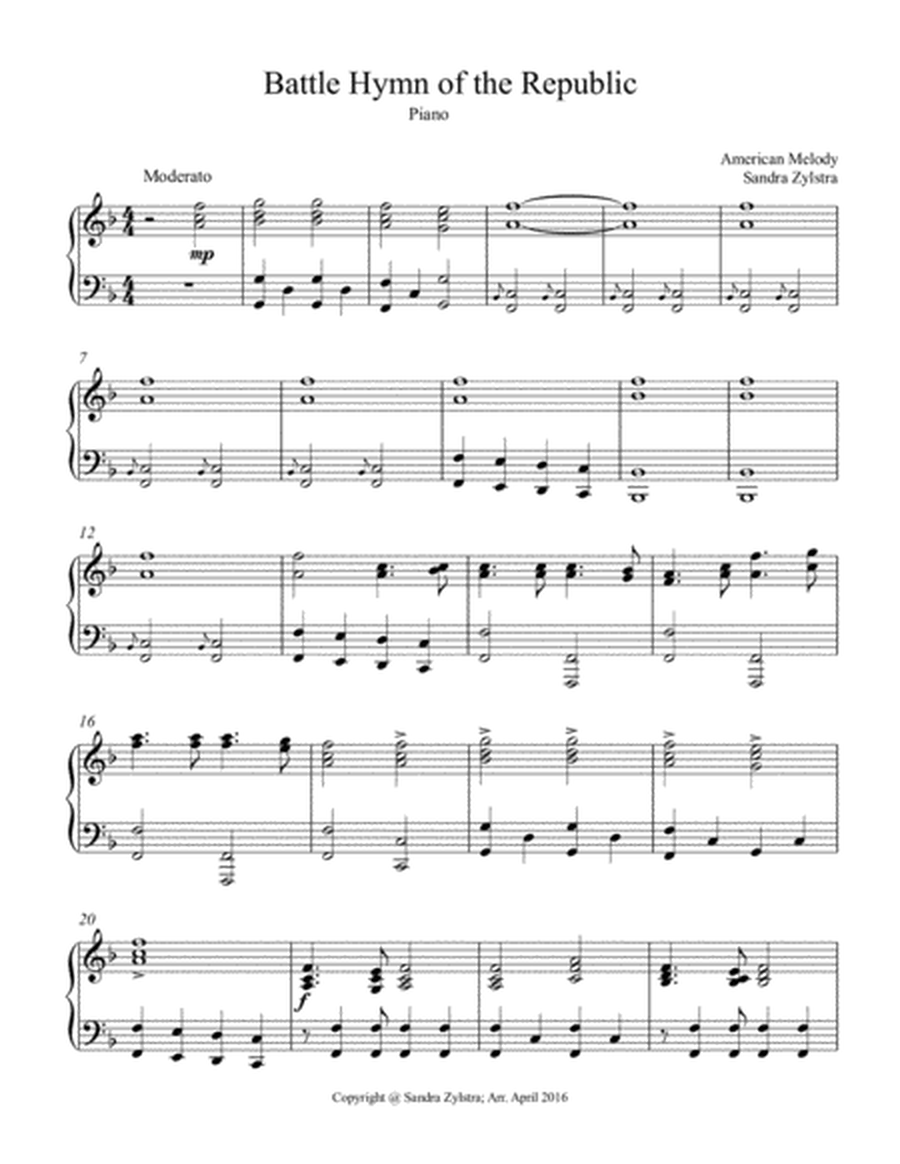 Battle Hymn of the Republic (piano part only) image number null