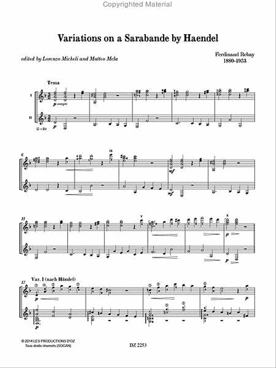 Variations on a Sarabande by Haendel Classical Guitar scores gallery preview page 2
