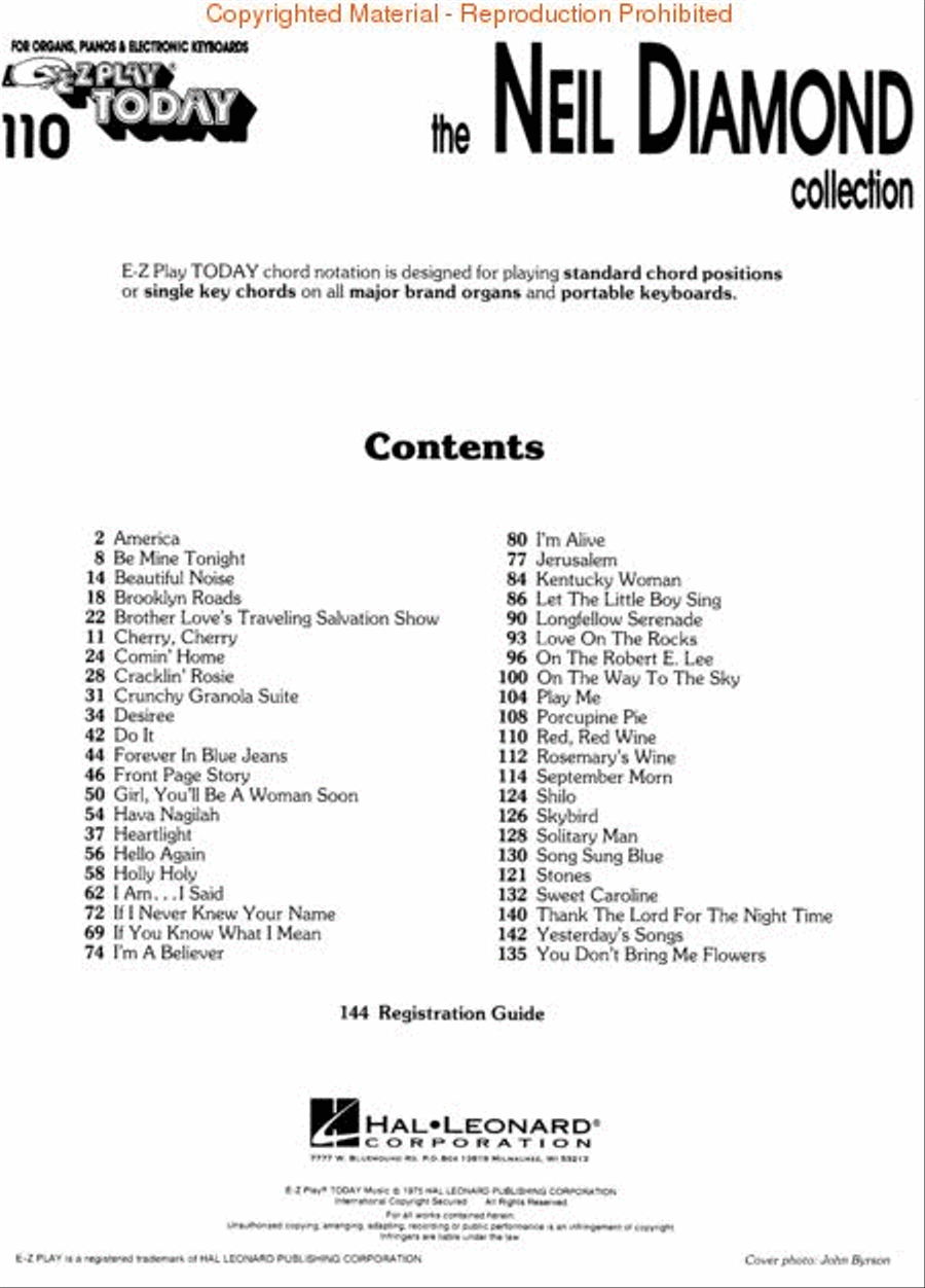 E-Z Play Today #110 - The Neil Diamond Collection
