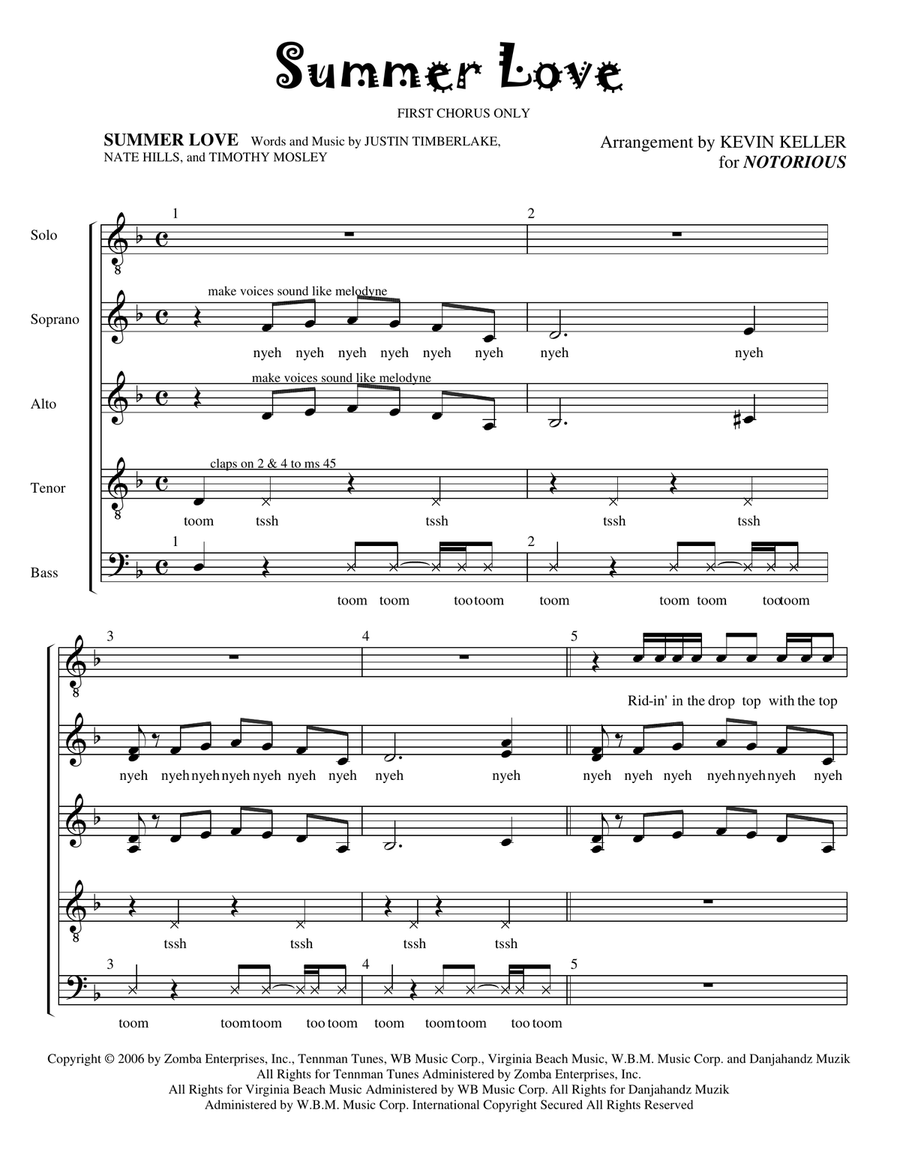 Summer Love (Set The Mood Prelude) Divisi scores gallery preview page 1