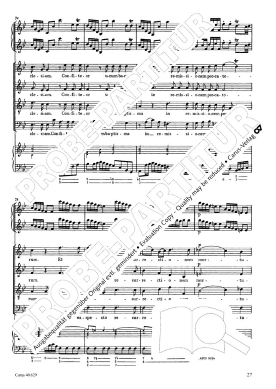 Missa brevis in B flat major 4-Part scores gallery preview page 28