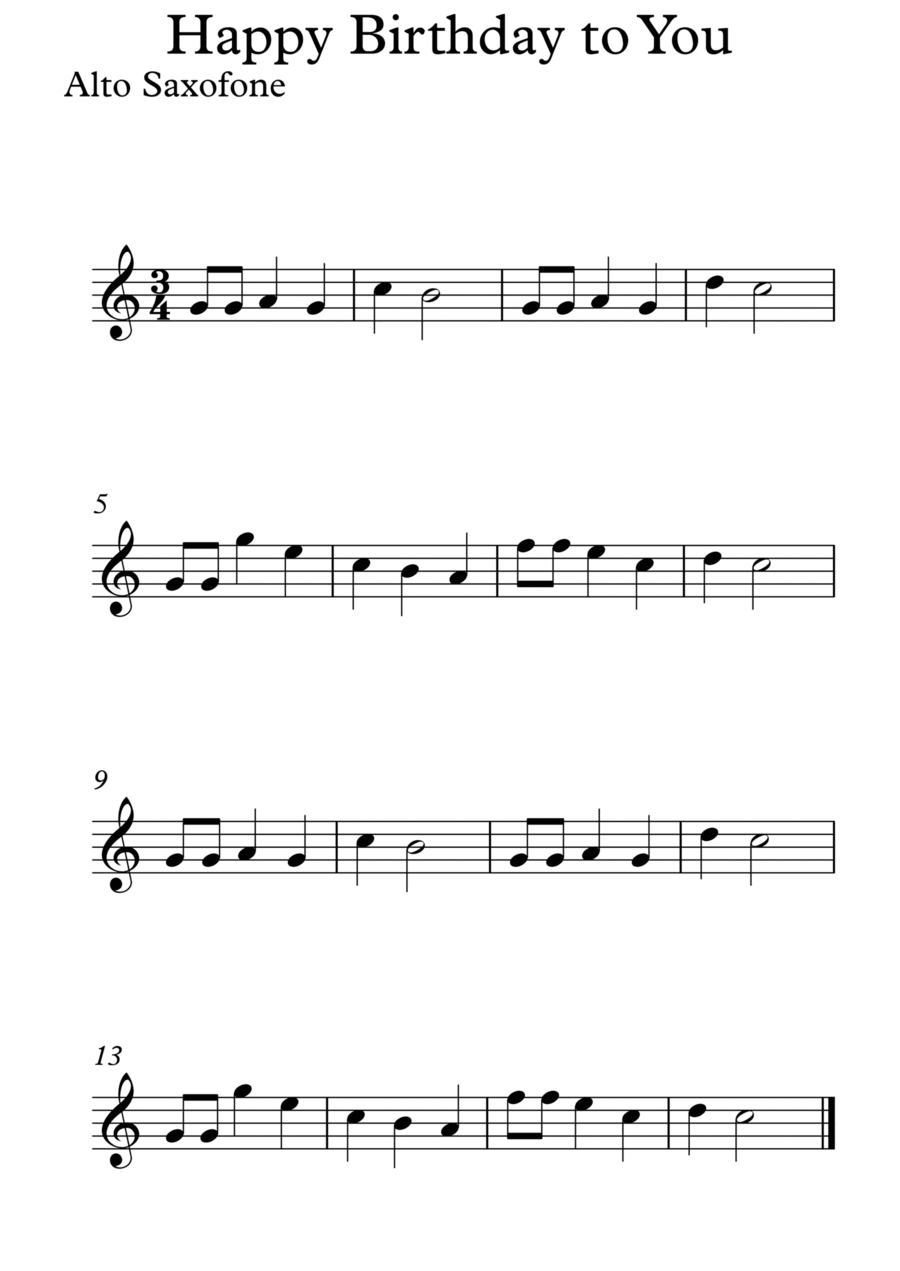 Happy Birthday to You! Happy Birthday to You! Alto Saxophone scores gallery preview page 1