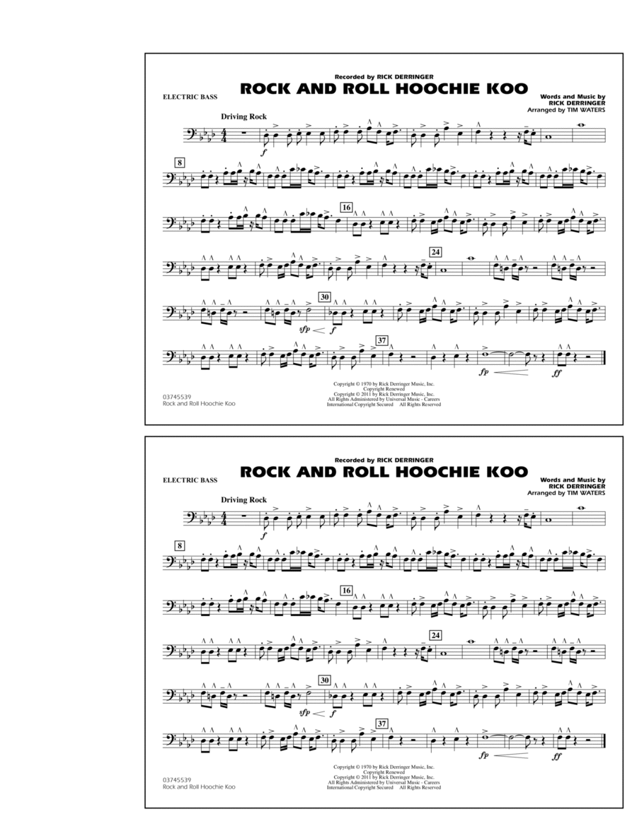 Rock And Roll Hoochie Koo - Electric Bass