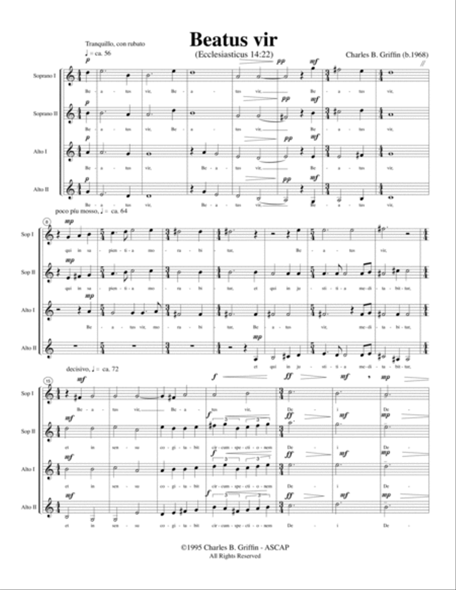 3 Meditations - Agnus Dei; Beautus Vir; Jubilate Deo - SSAA SSAA scores gallery preview page 6