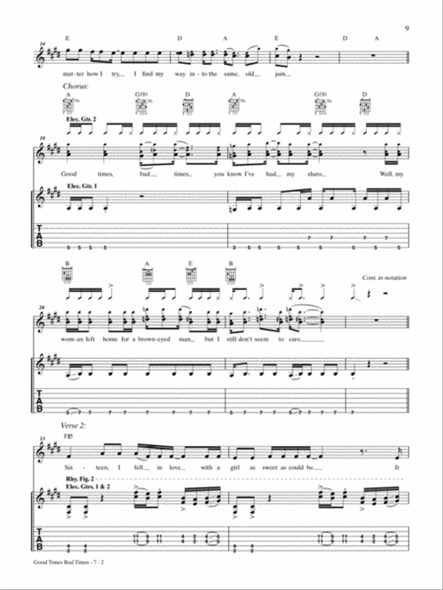 Good Times, Bad Times Good Times, Bad Times Guitar Tablature scores gallery preview page 2