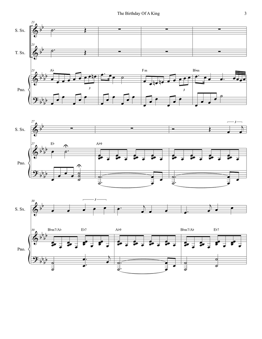 The Birthday Of A King (Duet for Soprano and Tenor Saxophone) Woodwind Duet scores gallery preview page 4