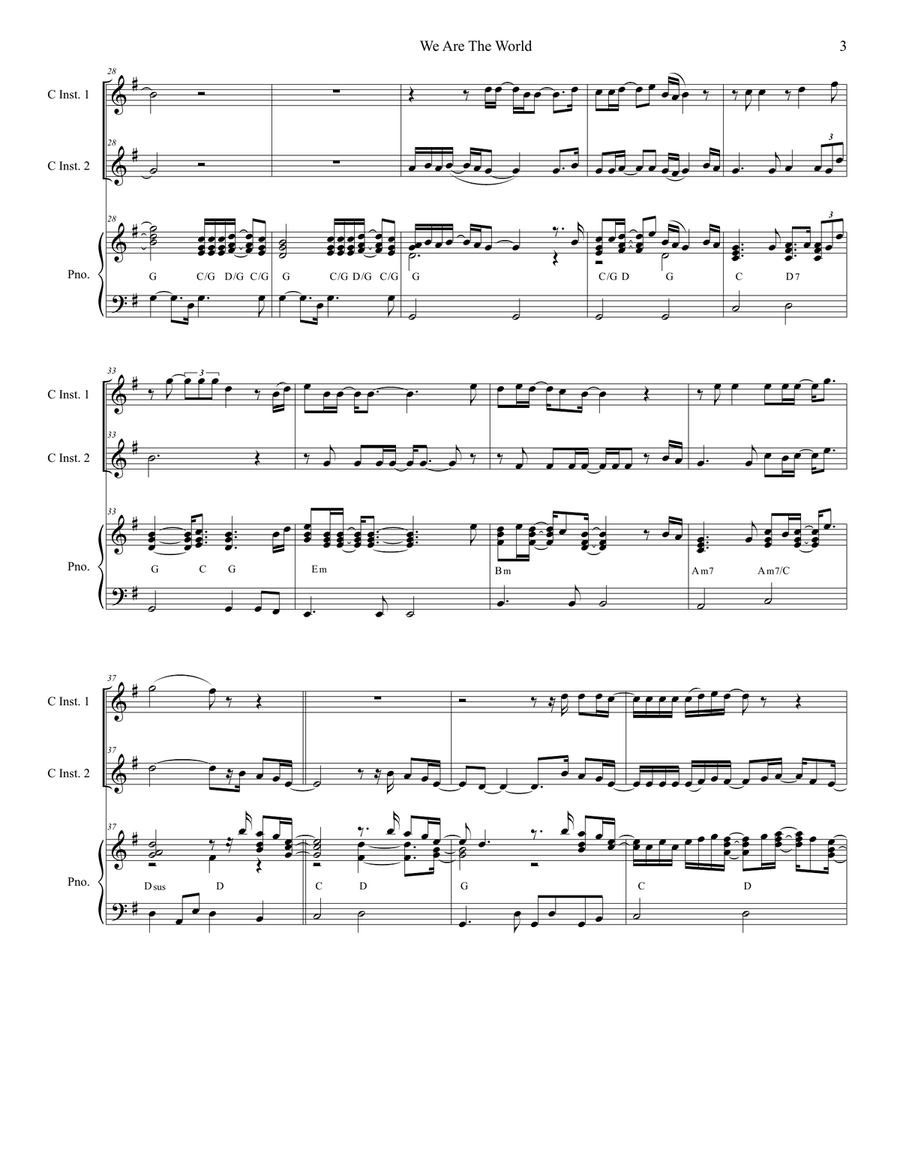 We Are The World Flute scores gallery preview page 3
