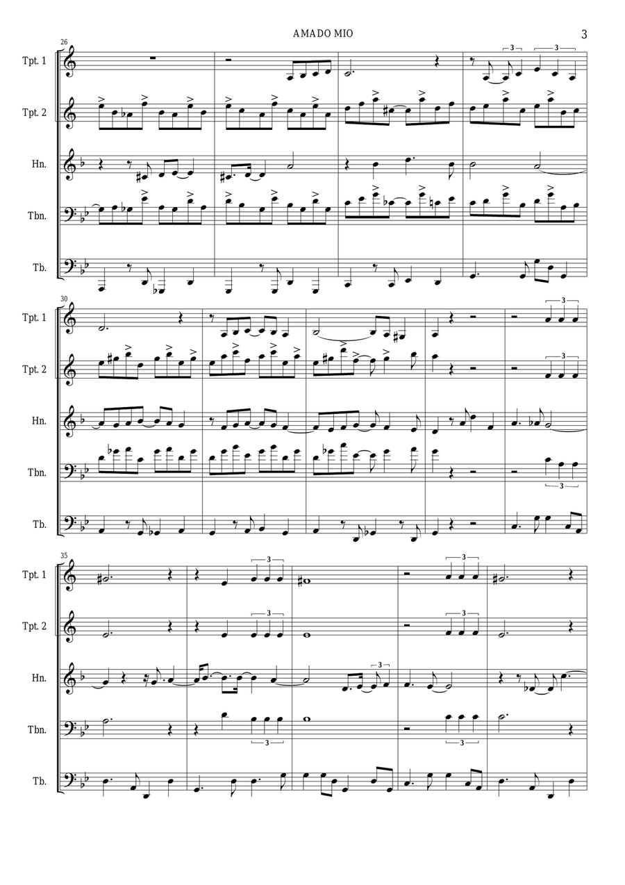 Amado Mio Amado Mio Brass Ensemble scores gallery preview page 5