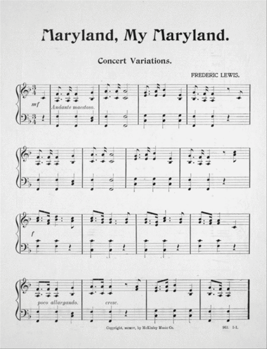 Maryland My Maryland With Concert Variations for the Piano Piano Solo scores gallery preview page 2
