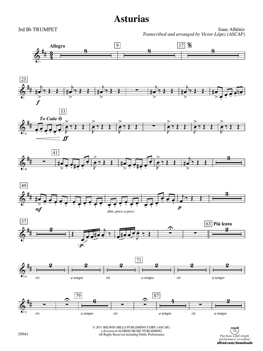 Asturias: 3rd B-flat Trumpet