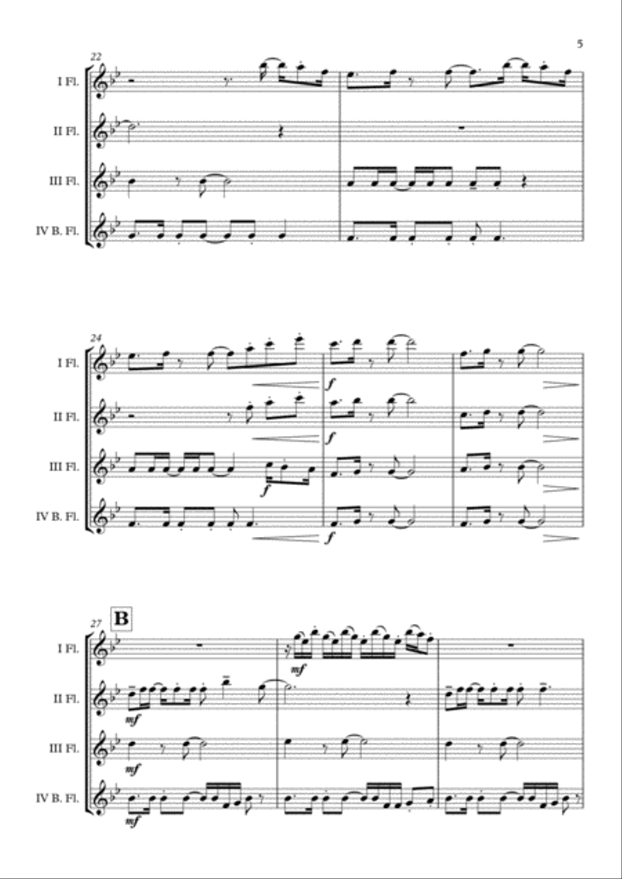 Overture/prologue Flute Quartet scores gallery preview page 6