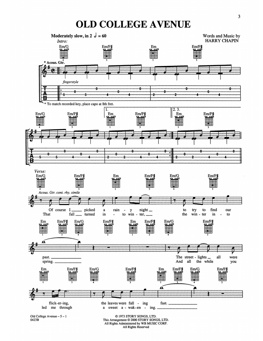 Old College Avenue Acoustic Guitar scores gallery preview page 1