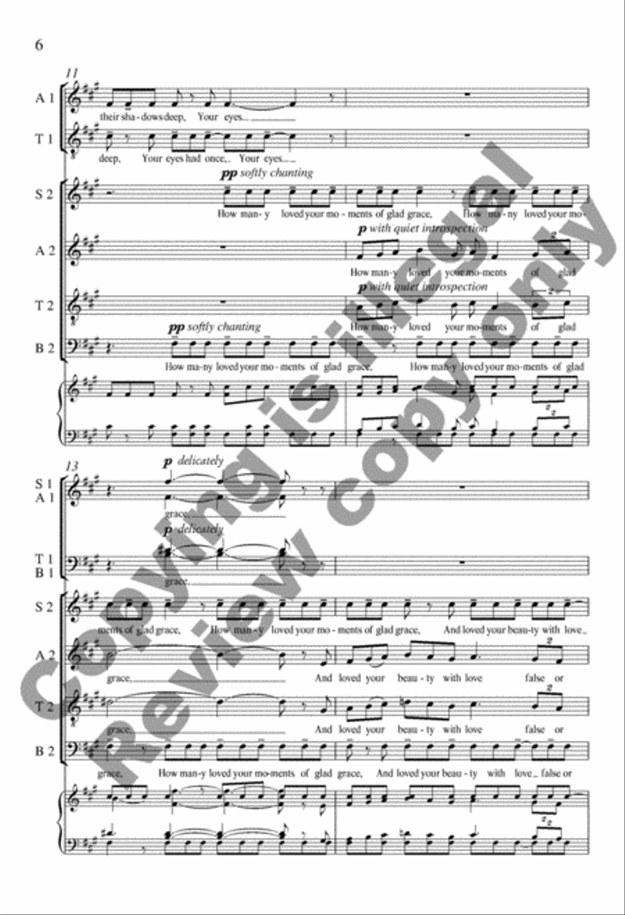 When You Are Old 4-Part scores gallery preview page 6