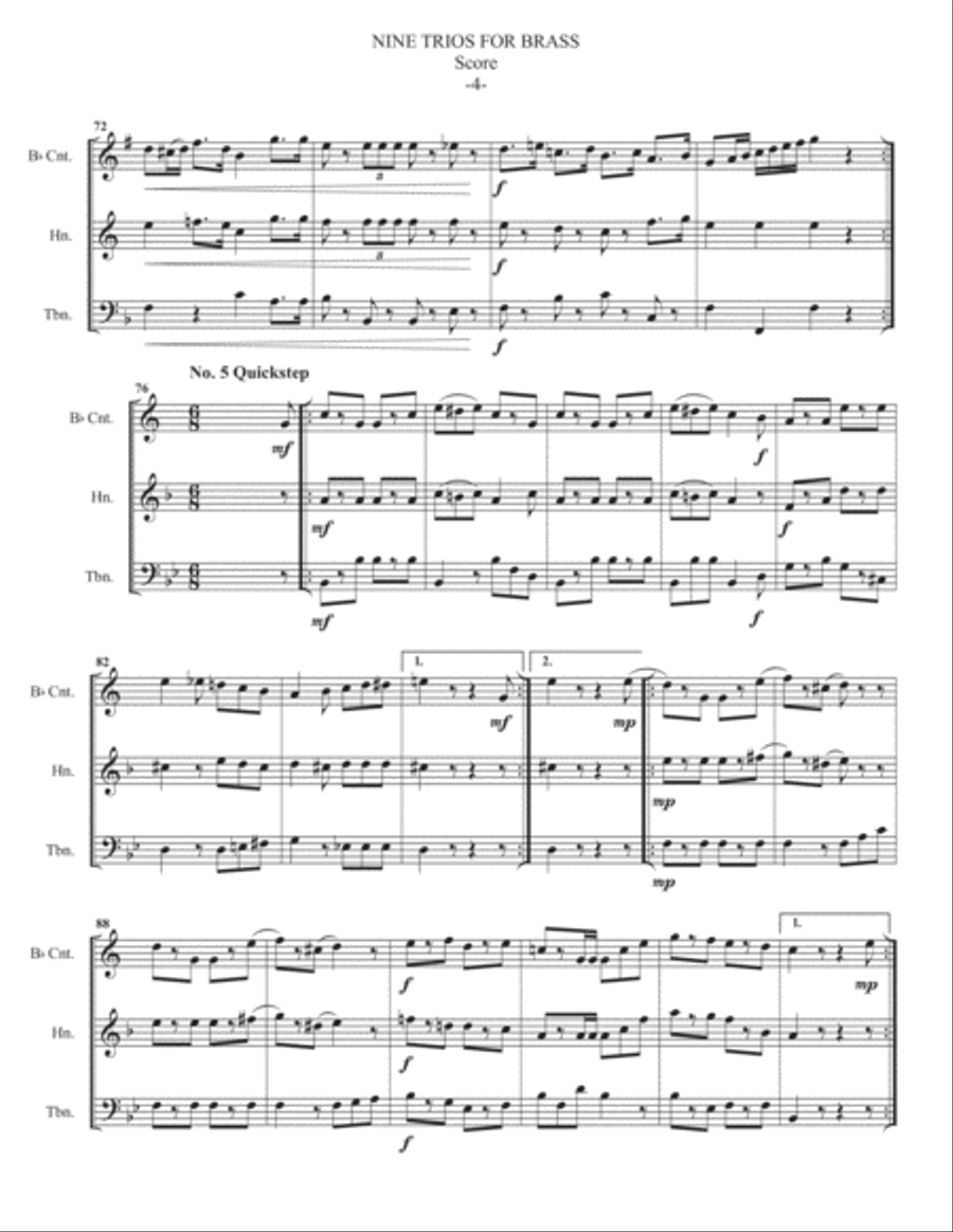 Nine Trios For Brass by J. (John) Friedheim 1836 Brass Ensemble scores gallery preview page 6