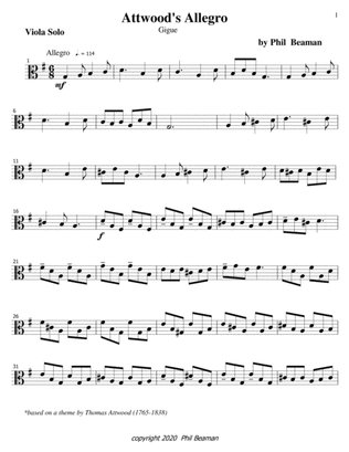 Attwood's Allegro-gigue-viola solo
