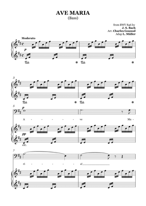 AVE MARIA - Bach/Gounod. For Soloist Bass in D Major with Piano Accompaniment