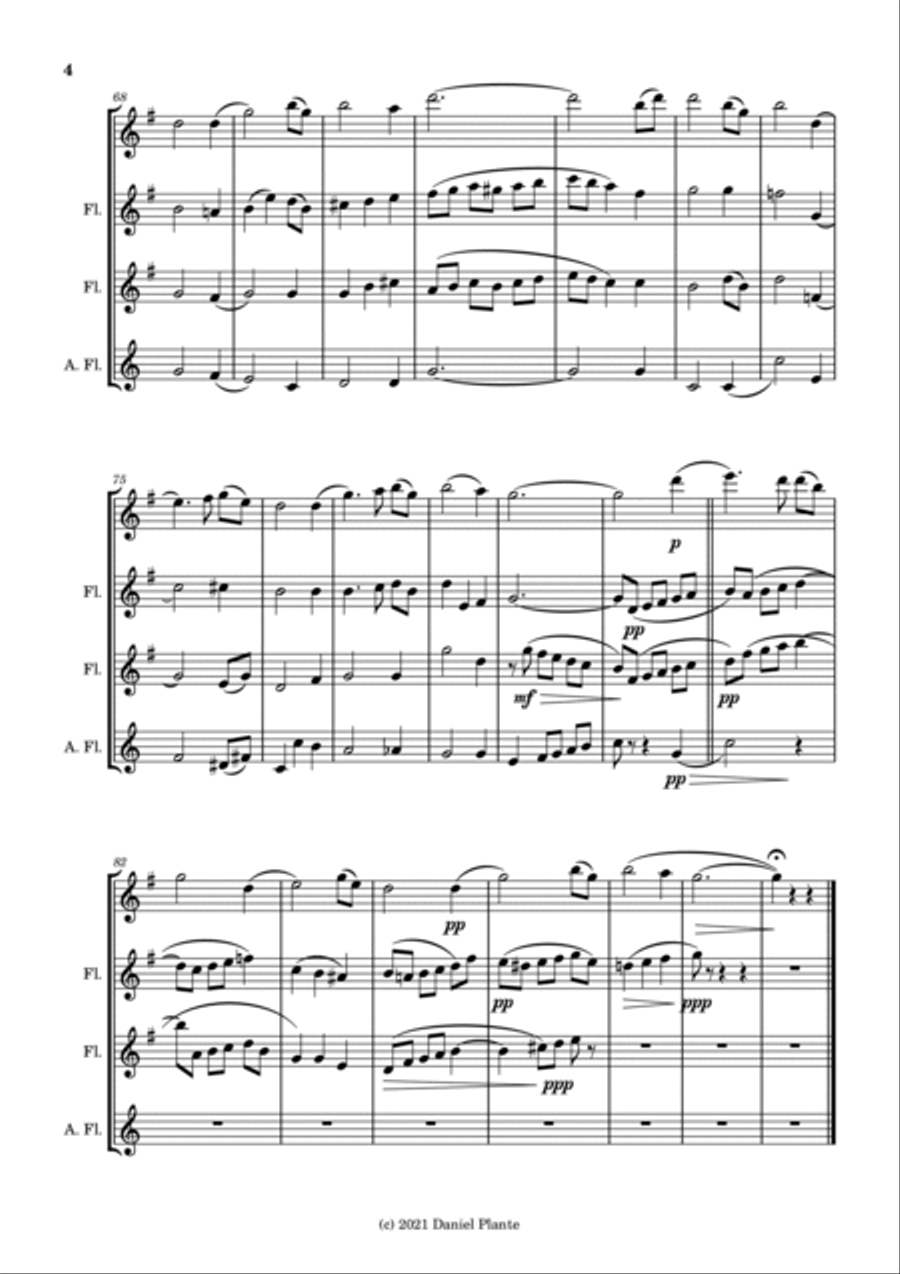 Four Variations on Amazing Grace Flute Quartet scores gallery preview page 4