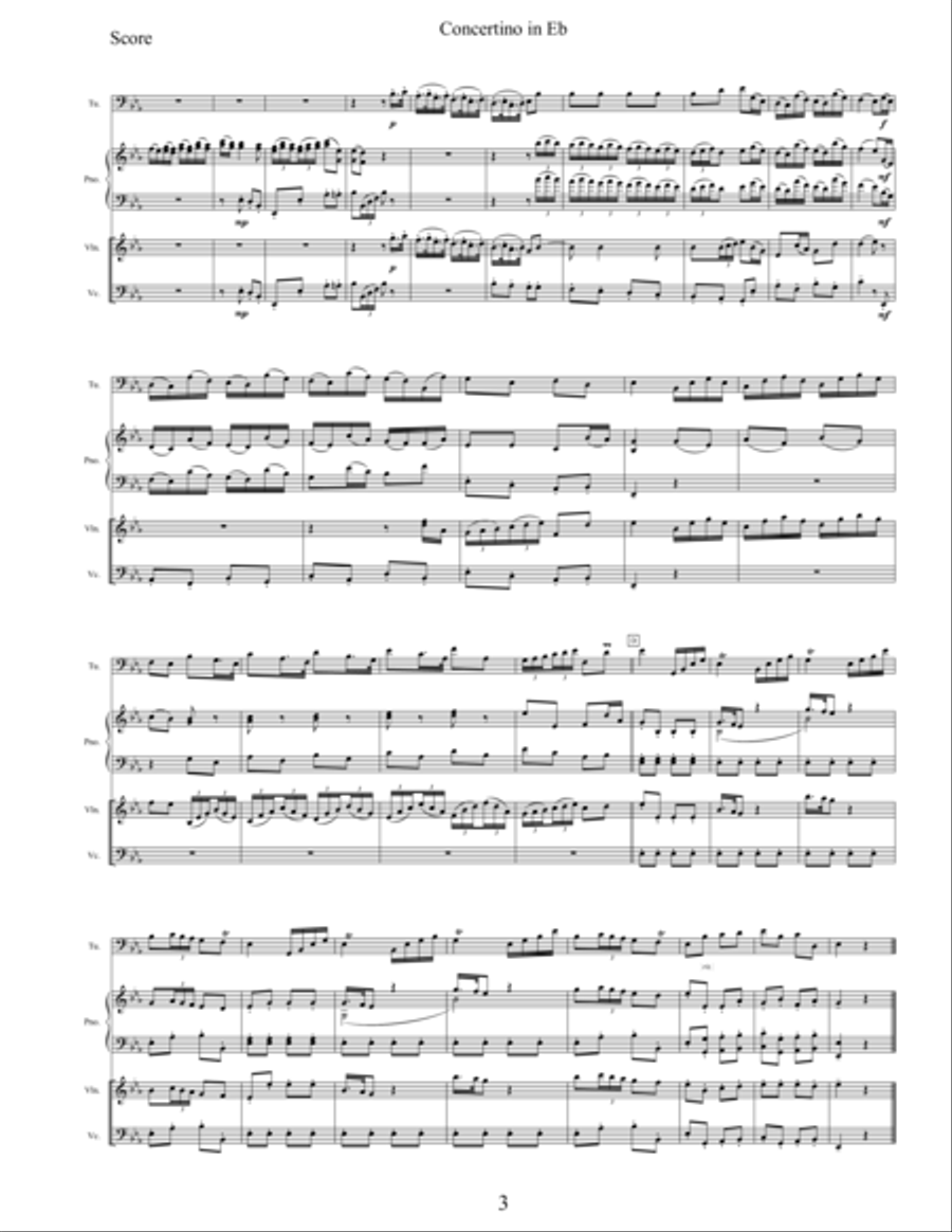 Concertino in Eb for Tuba & Piano Trio Piano Trio scores gallery preview page 5