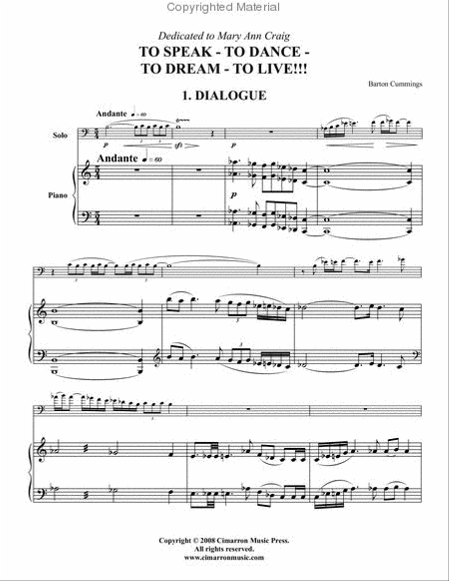 To Speak - To Dance - To Dream - To Live! Euphonium scores gallery preview page 2