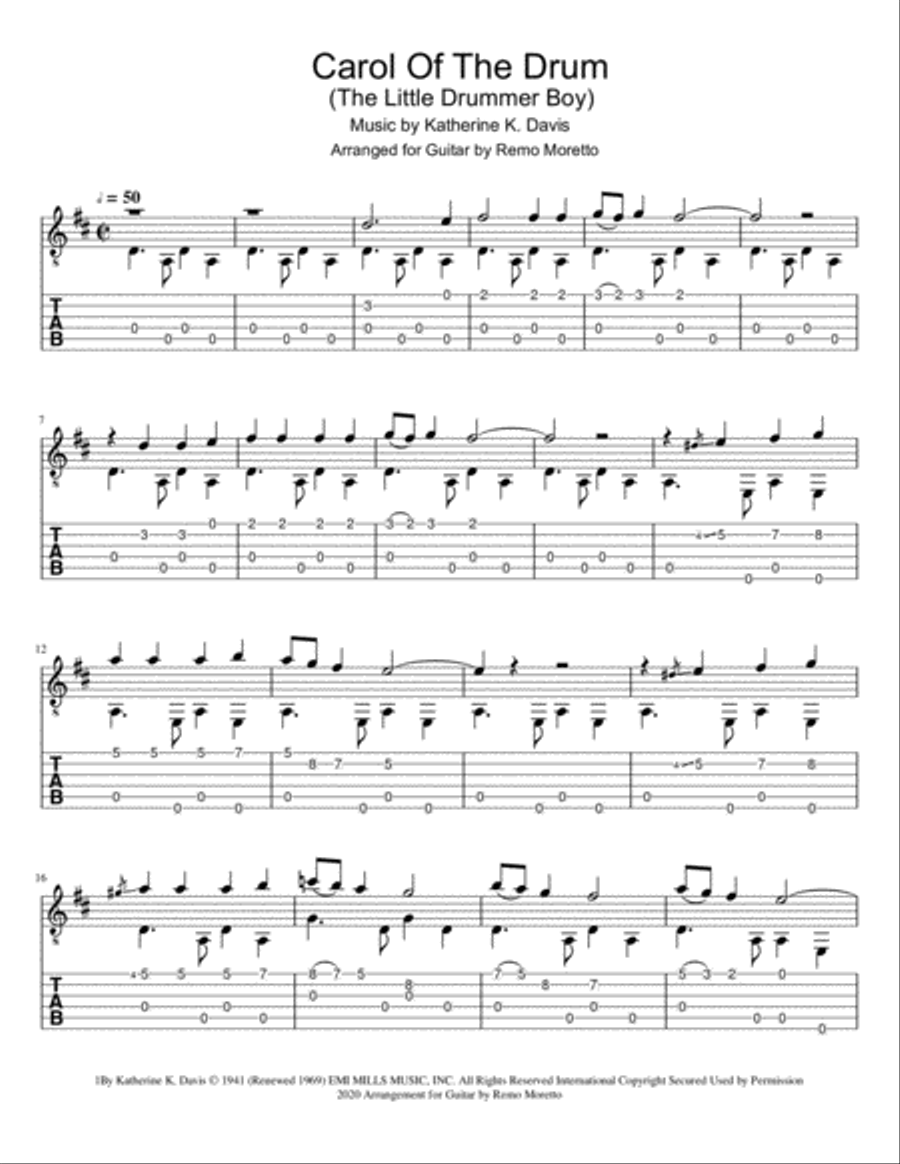 Carol Of The Drum Carol Of The Drum Guitar Tablature scores gallery preview page 2