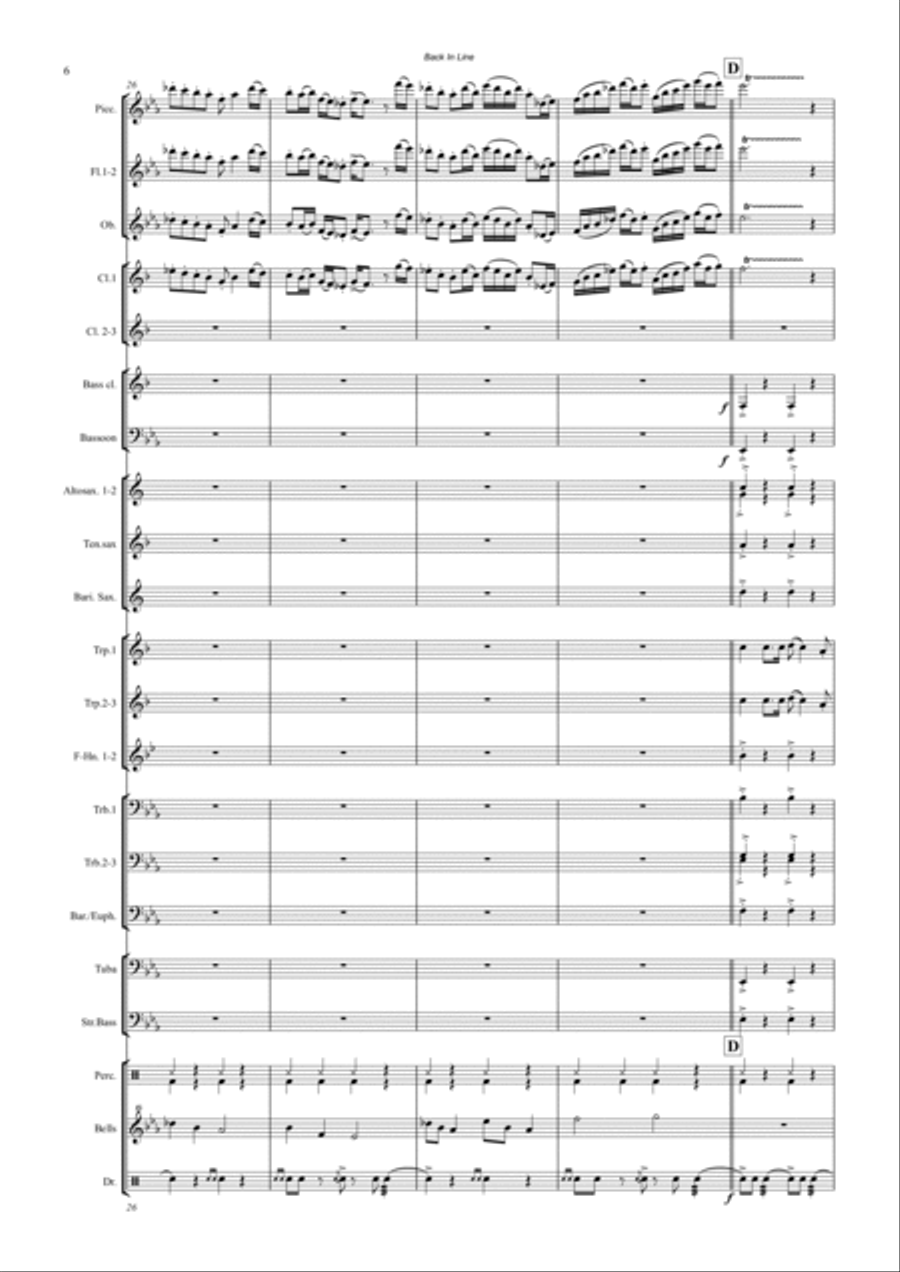 Back in Line, concert march, Score and parts Concert Band scores gallery preview page 6