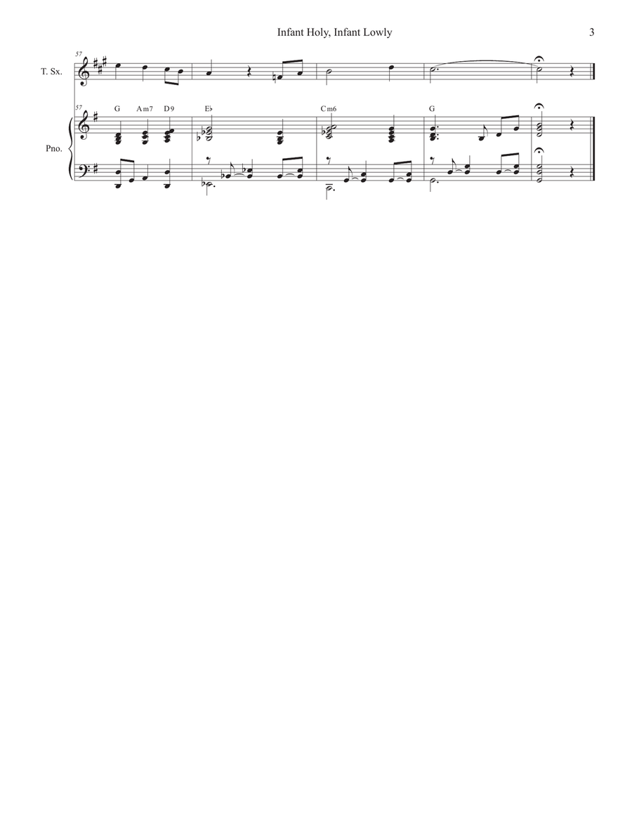 Infant Holy, Infant Lowly (Tenor Saxophone and Piano) Tenor Saxophone scores gallery preview page 3
