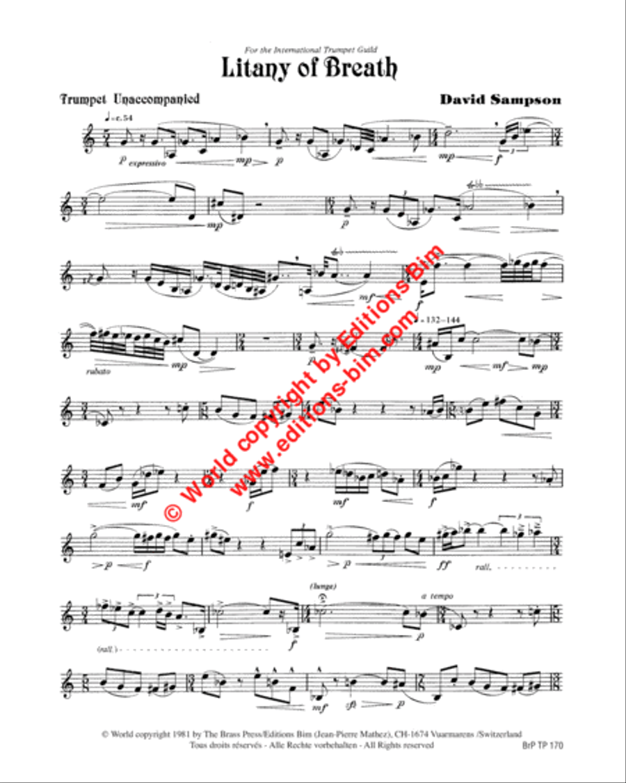 Litany of Breath Trumpet Solo scores gallery preview page 2