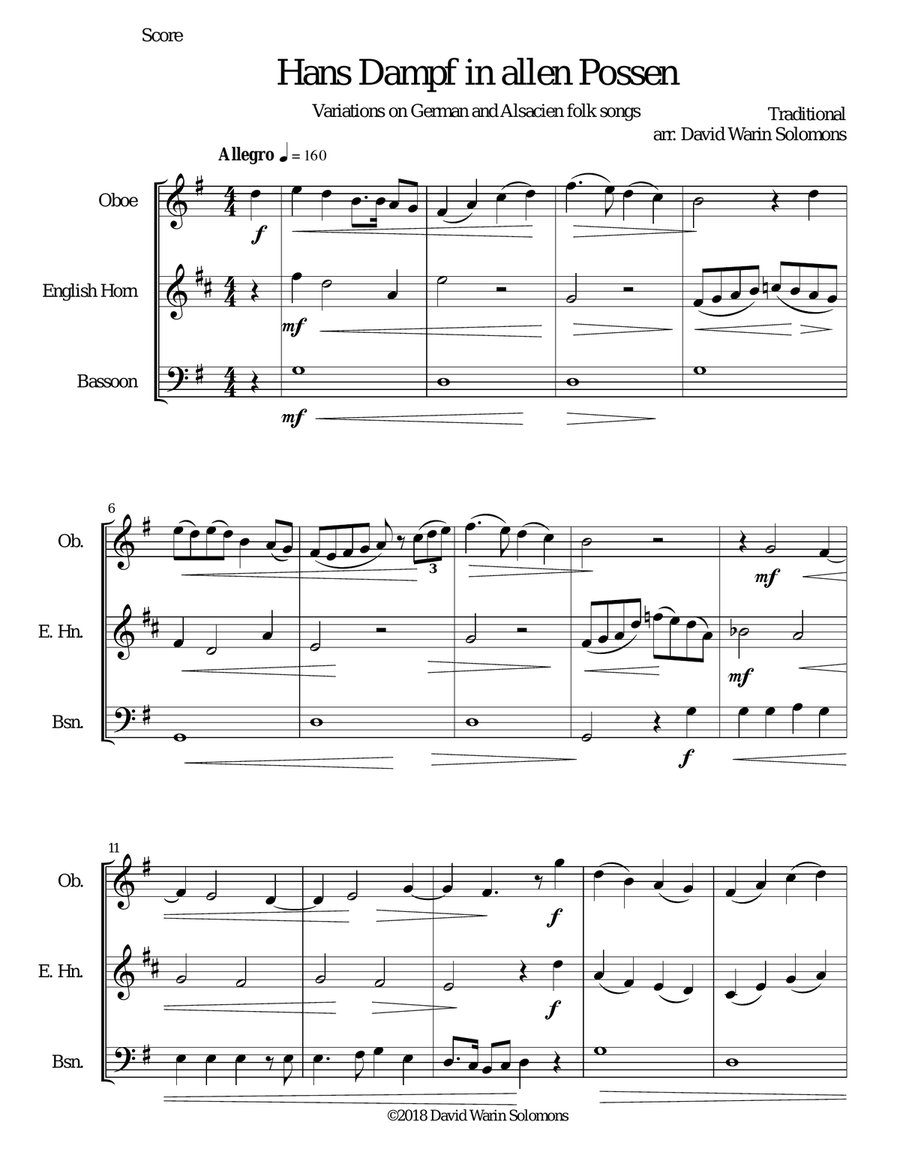 Hans Dampf in allen Possen (Jack of all tricks) for double-reed trio (oboe, cor anglais, bassoon) Woodwind Trio scores gallery preview page 2