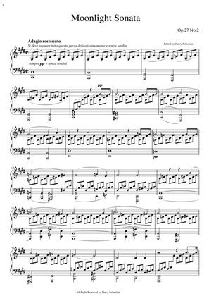 Book cover for Beethoven- Piano Sonata No.14 Moonlight Sonata Op 27 (Adagio Sostenuto)