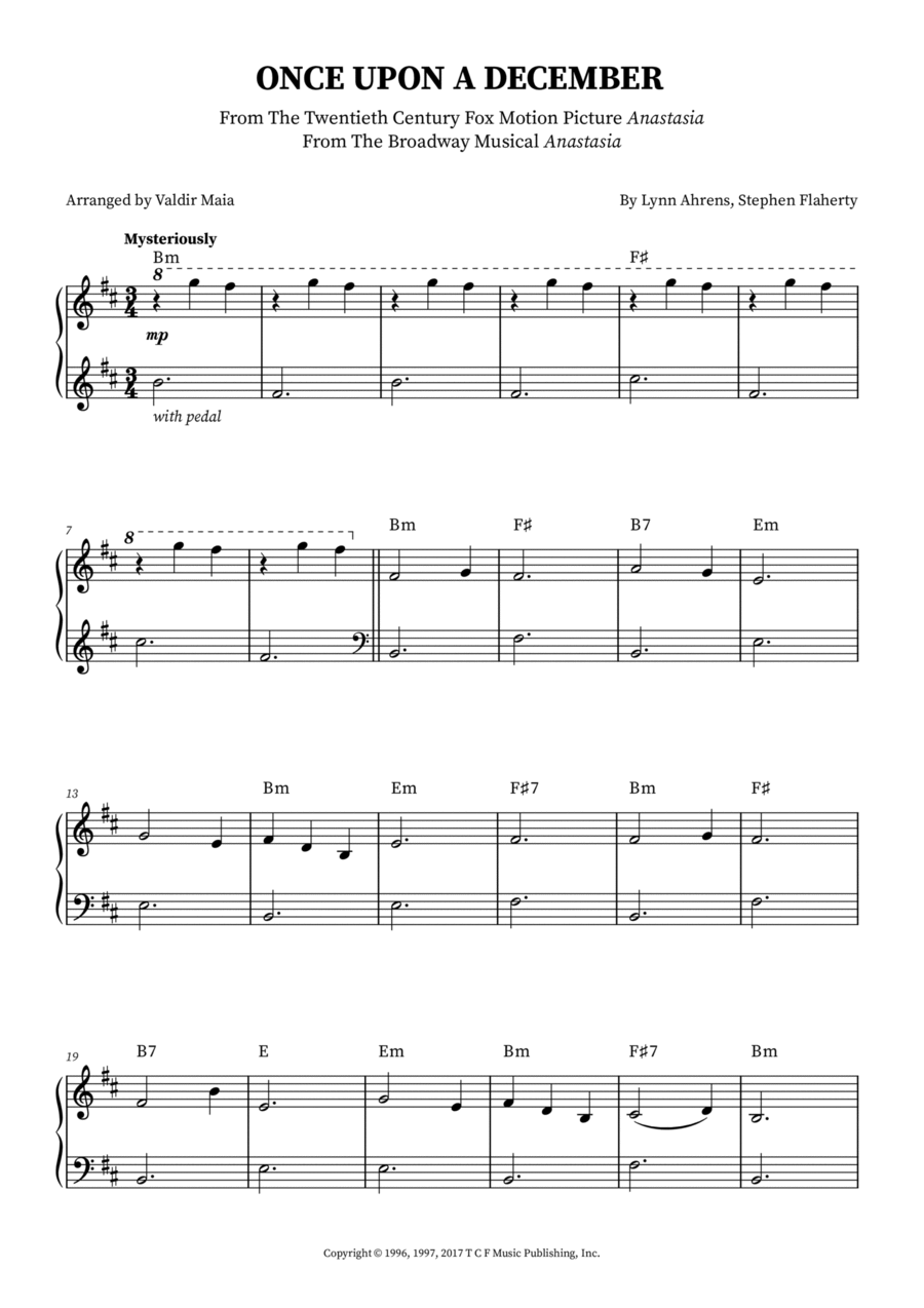 Once Upon A December Once Upon A December Easy Piano scores gallery preview page 1