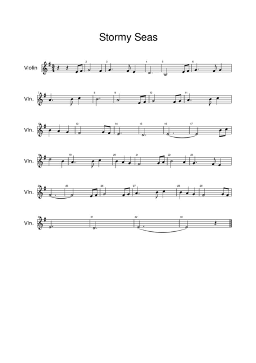 Stormy Seas Violin Solo scores gallery preview page 1