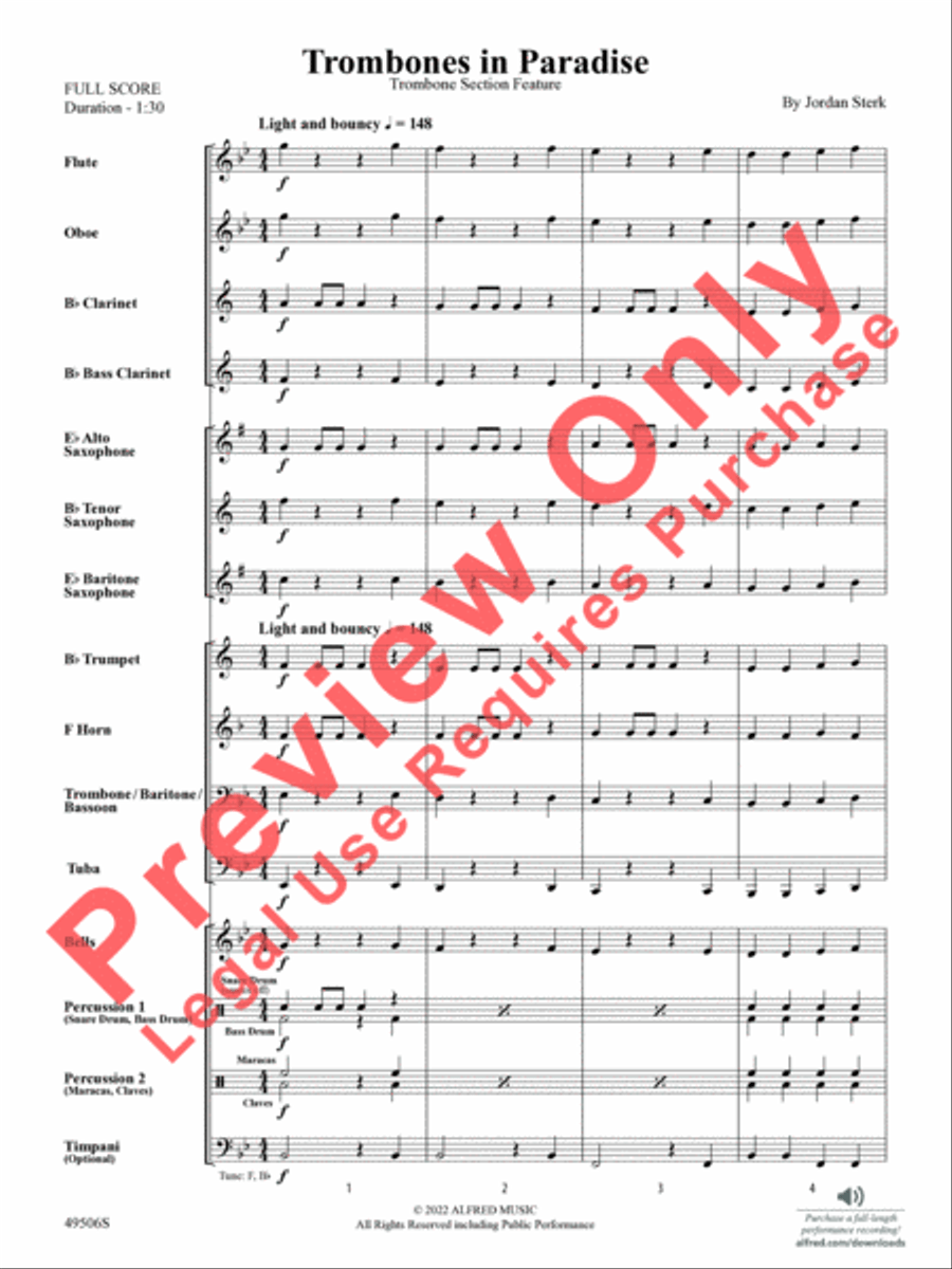Trombones in Paradise Concert Band scores gallery preview page 4