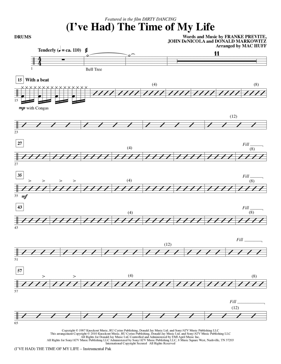 (I've Had) The Time Of My Life (arr. Mac Huff) - Drums Choir scores gallery preview page 1