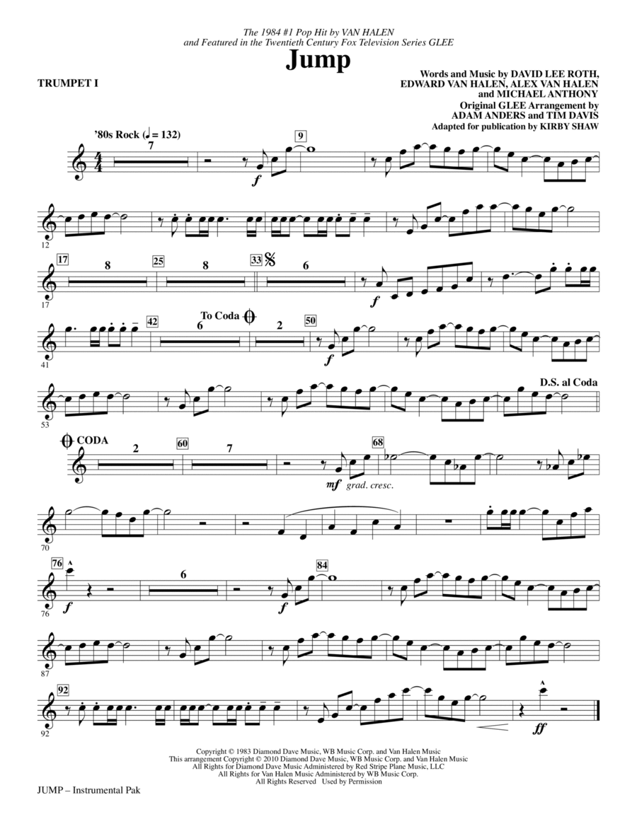 Jump - Trumpet 1 Choir scores gallery preview page 1