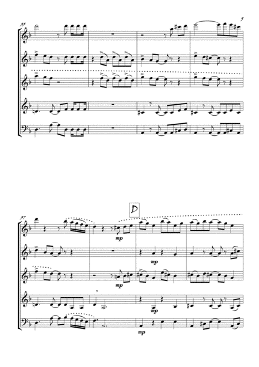 Sway (Quien Sera) Woodwind Quintet scores gallery preview page 6