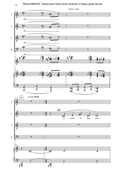 Thérèse Brenet: Rondel for SATB chorus, orchestra and organ,chorus part
