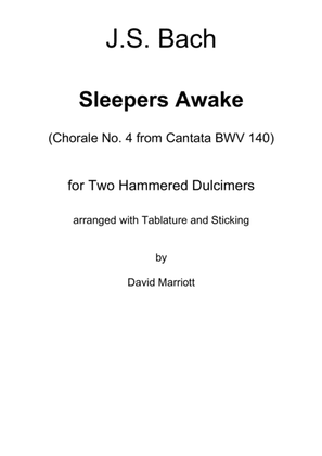 Book cover for J.S.Bach Sleepers Awake Duet for Hammered Dulcimers, with Tablature and Sticking