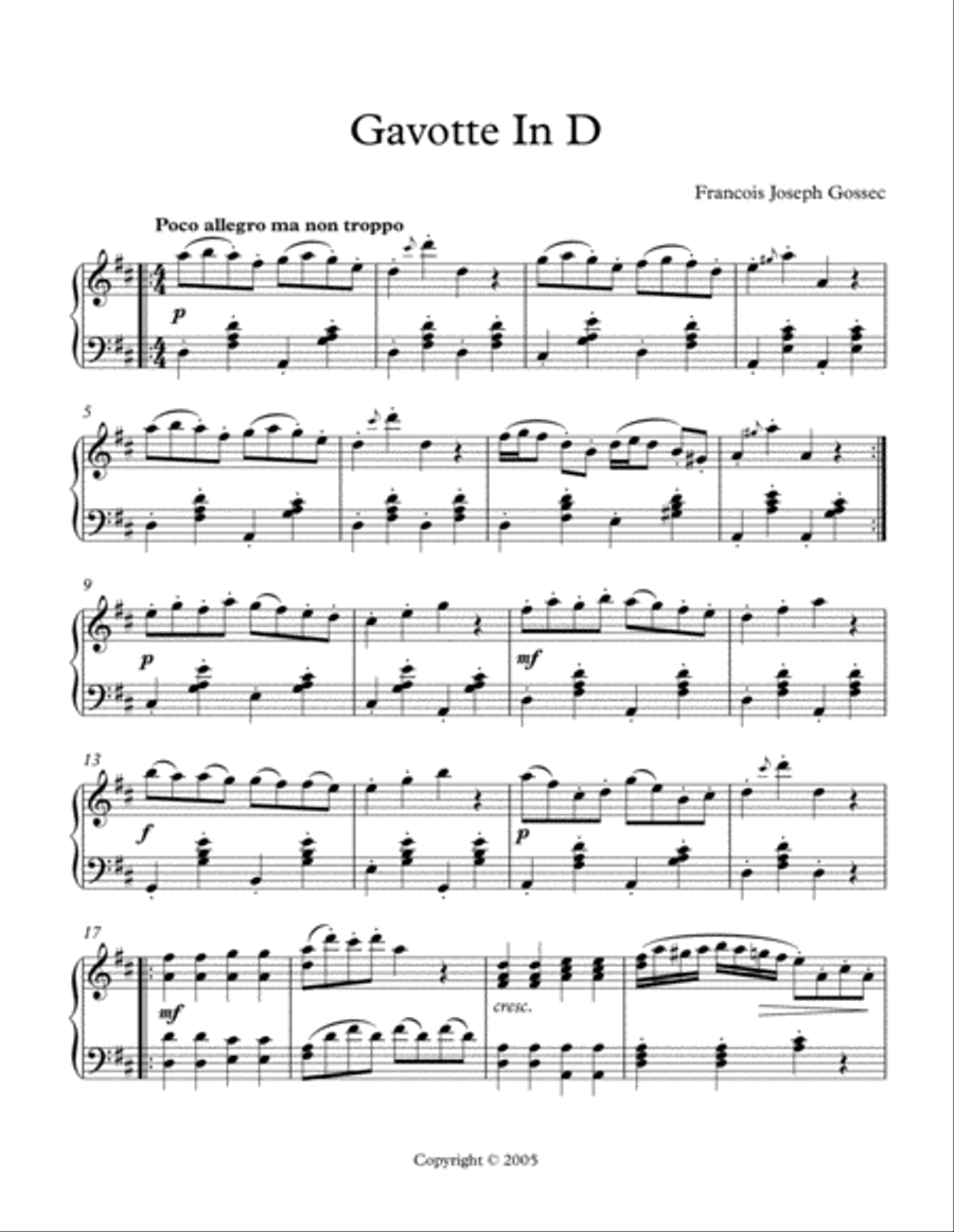 Gavotte in D Piano Solo scores gallery preview page 2