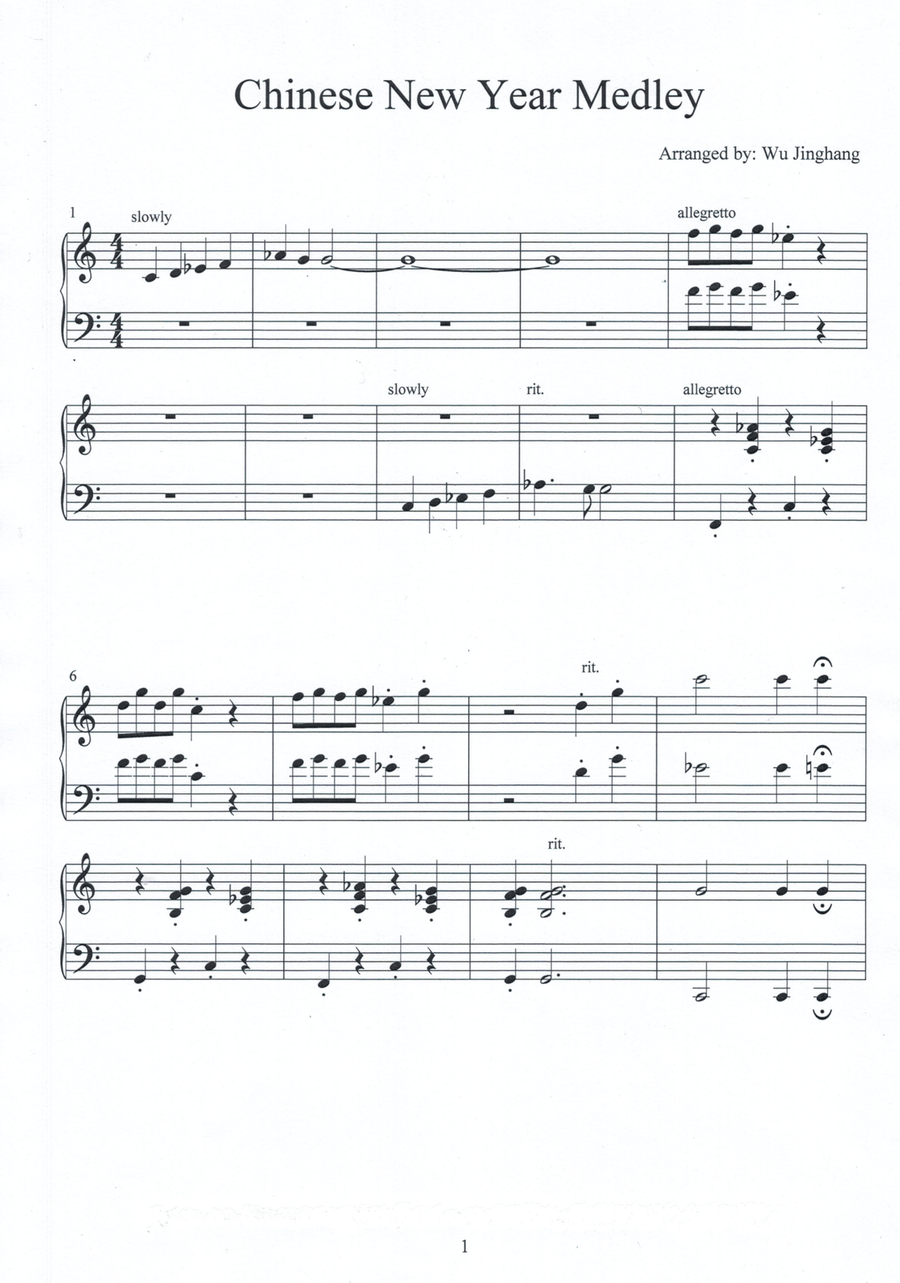 Chinese New Year Medley Piano scores gallery preview page 1