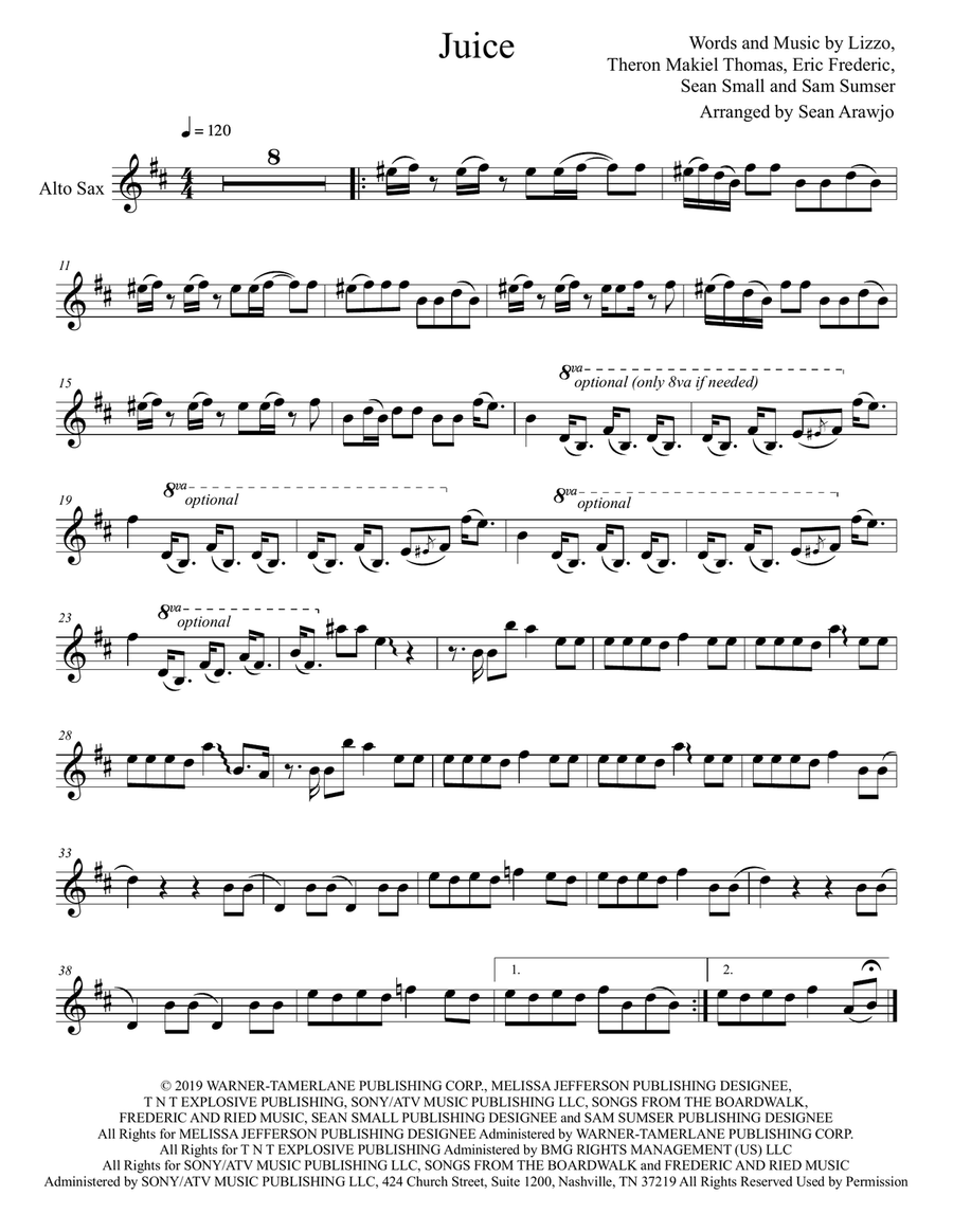Juice Alto Saxophone scores gallery preview page 1