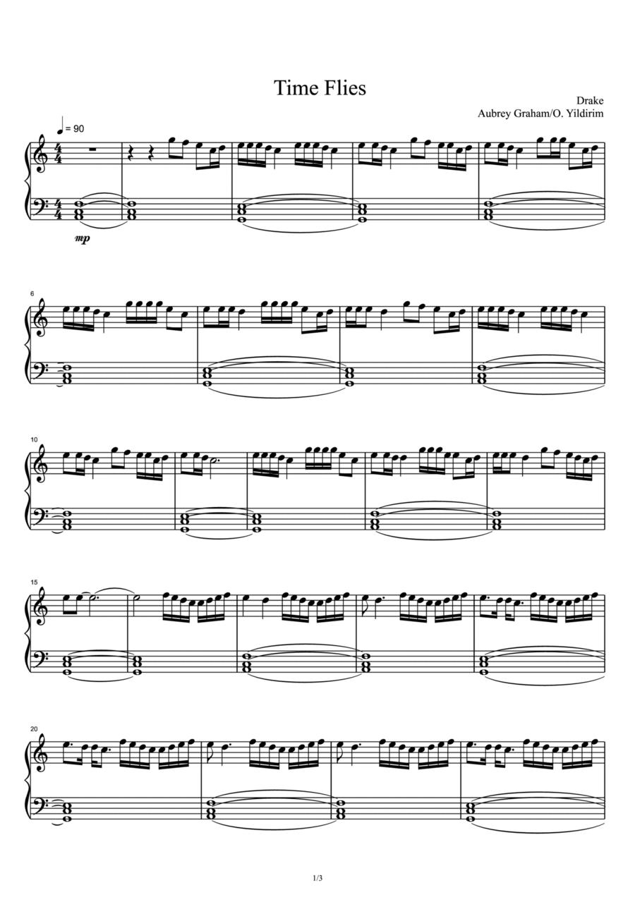 Time Flies Piano Solo scores gallery preview page 1