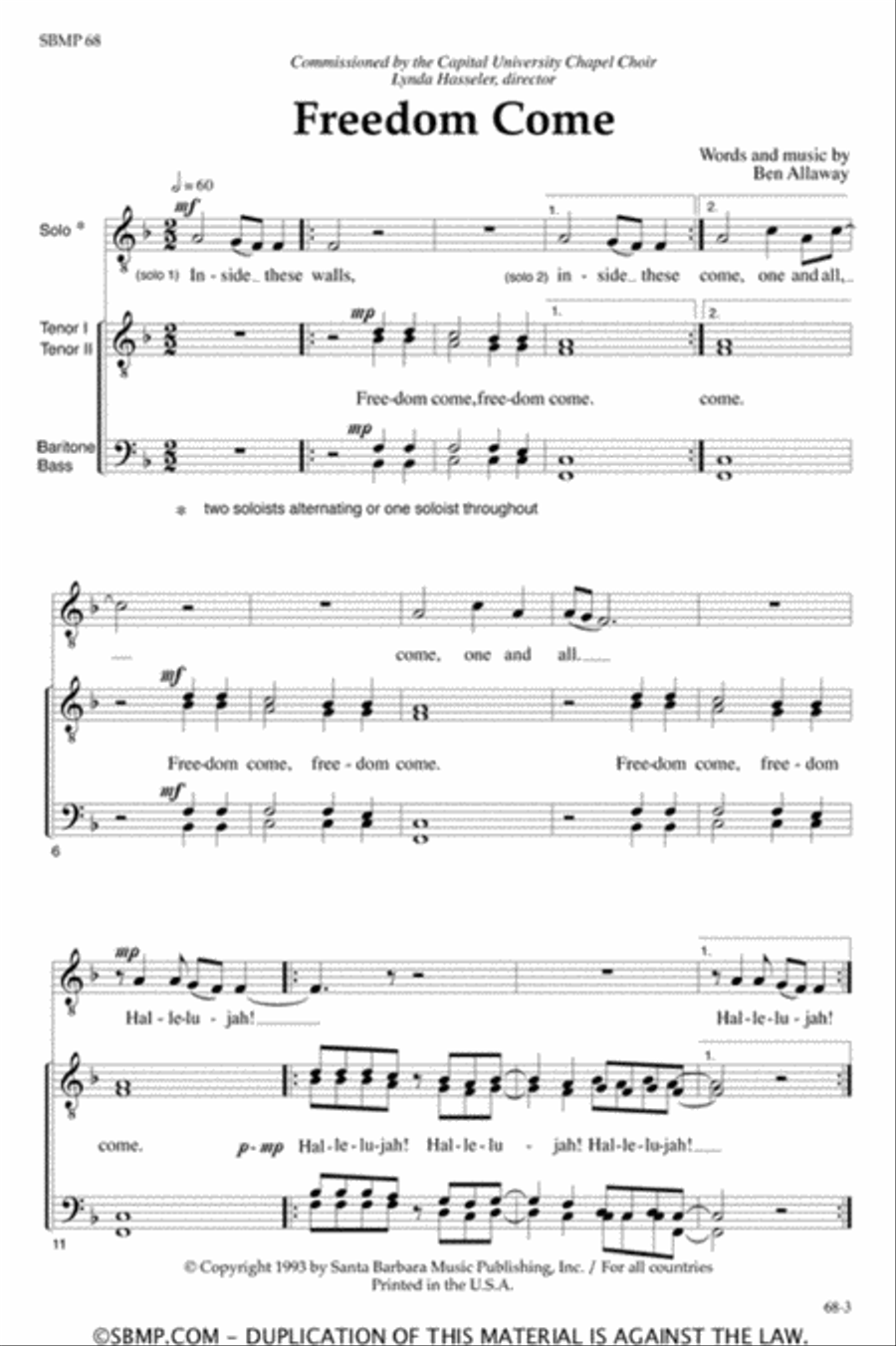 Freedom Come Freedom Come TTBB scores gallery preview page 2