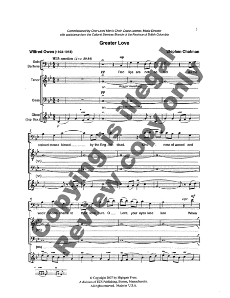 Greater Love (Choral Score)