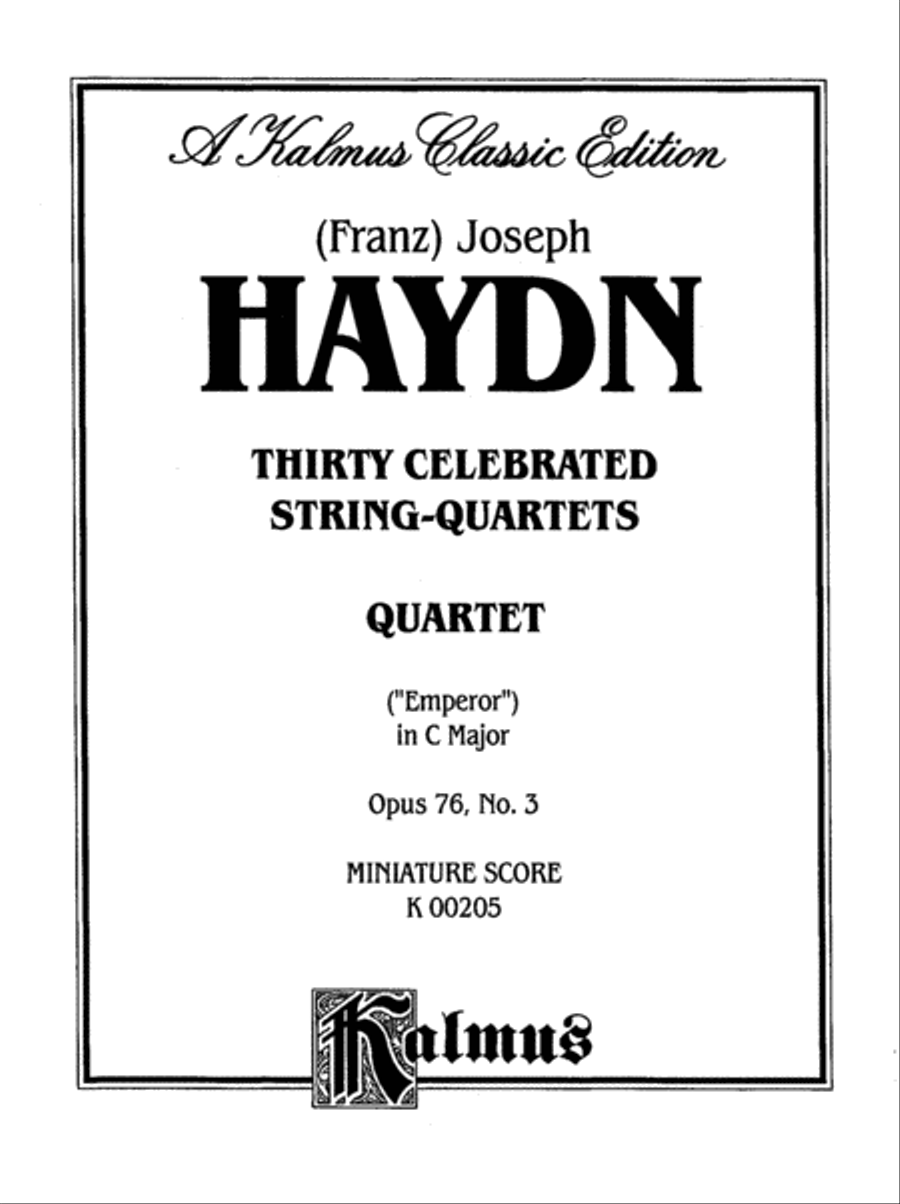 Haydn: String Quartet No. 77 in C Major, Op. 76, No. 3 String Quartet scores gallery preview page 1