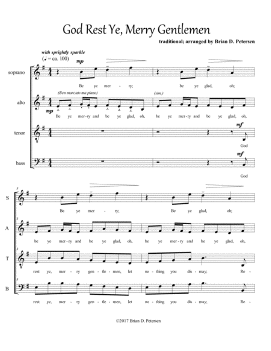 God Rest Ye, Merry Gentlemen 4-Part scores gallery preview page 1