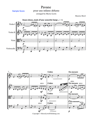 PAVANE POUR UN INFANTE D´EFUNTE (Pavane For a Dead Princess) String Quartet, Intermediate Level for