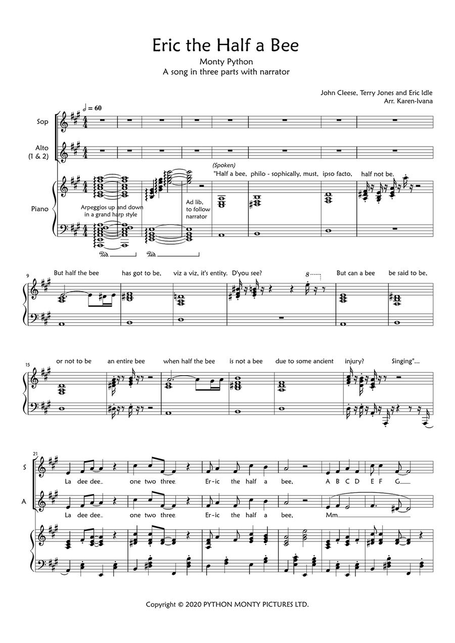Eric The Half A Bee Eric The Half A Bee Women's Choir scores gallery preview page 1