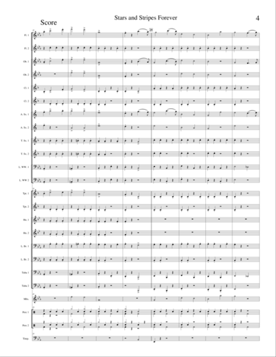 The Stars and Stripes Forever for MS Band by John Philip Sousa Concert Band scores gallery preview page 5