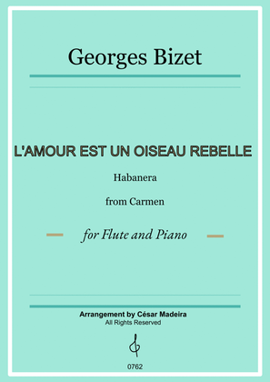 Habanera from Carmen by Bizet - Flute and Piano (Full Score and Parts)